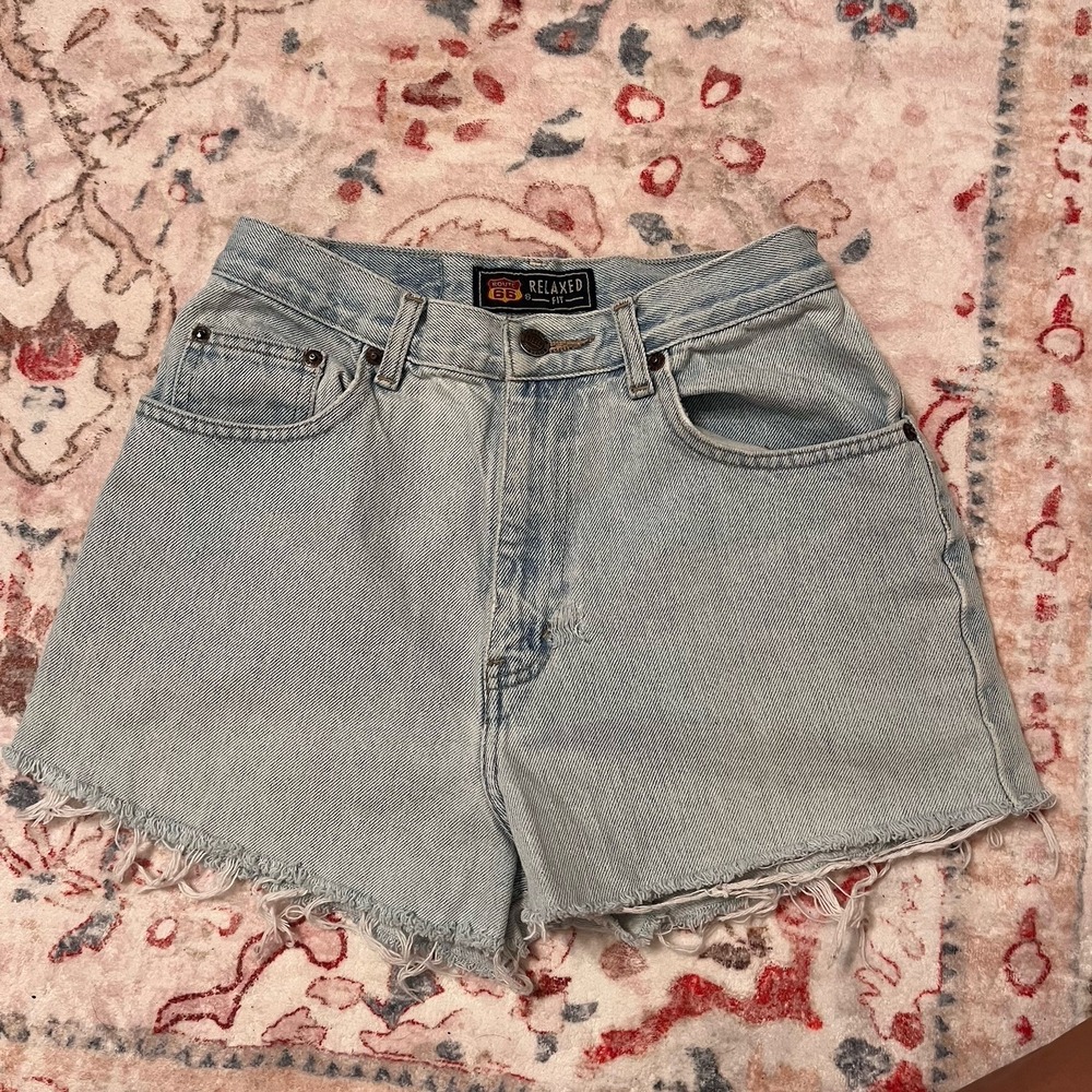 Route 66 Relaxed Fit Vintage Women's High Waist Cotton Cut Off Mom Shorts Size 2